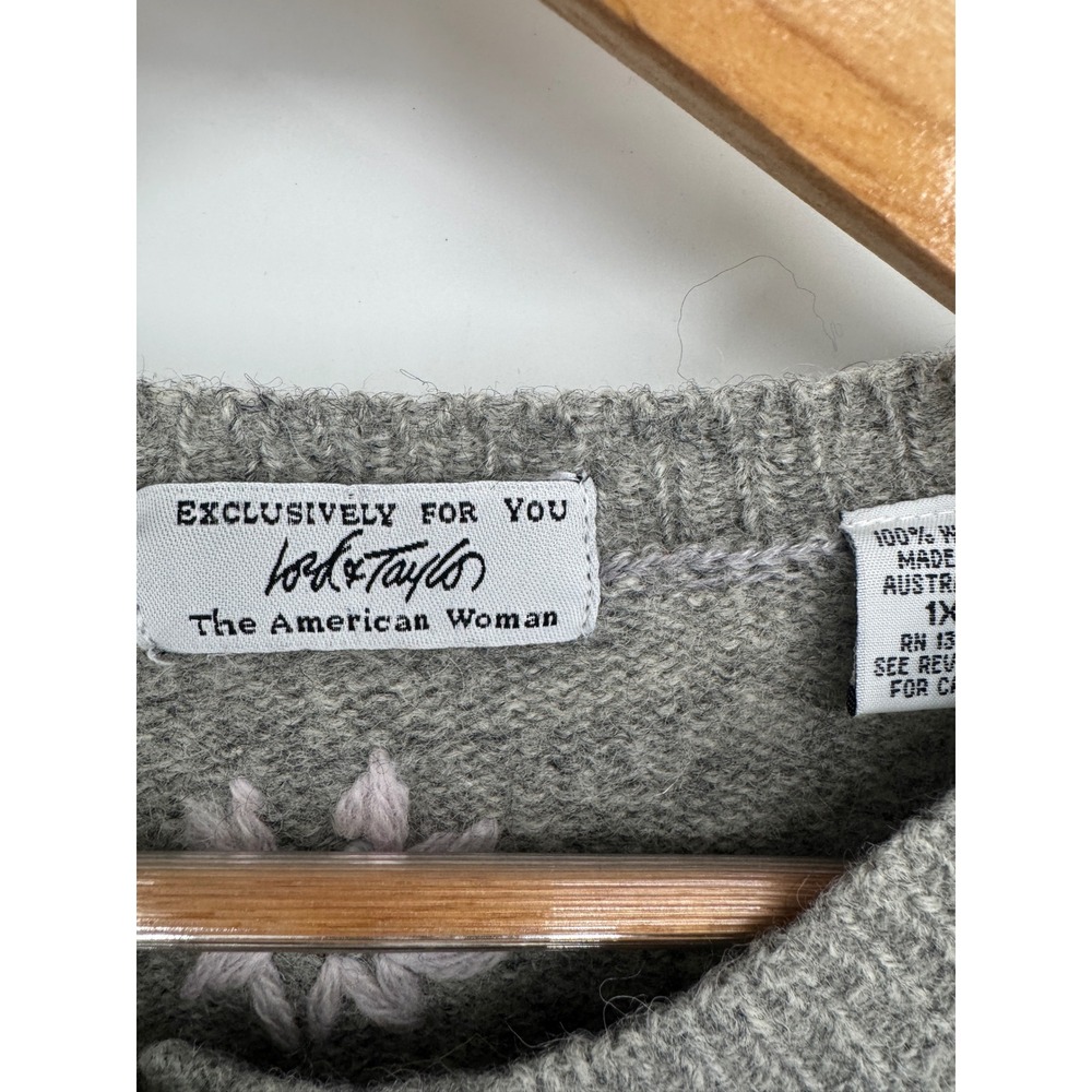 Lord & Taylor Cardigan Women 1X Wool Floral Embroidered Sweater Cottage Grandma - Picture 2 of 8